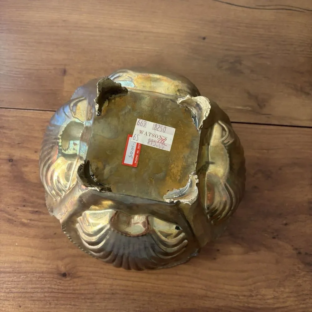 Vintage Hollywood Regency Brass Clam Sea Shell Planter Footed Cache Pot Patina